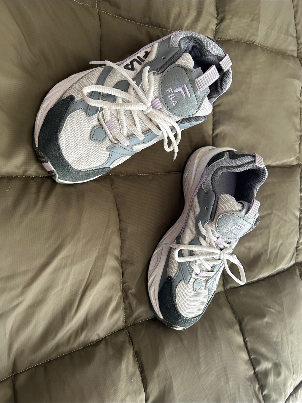 Fila Women’s White, Gray and Lavender Sneakers, Women’s US Size 7